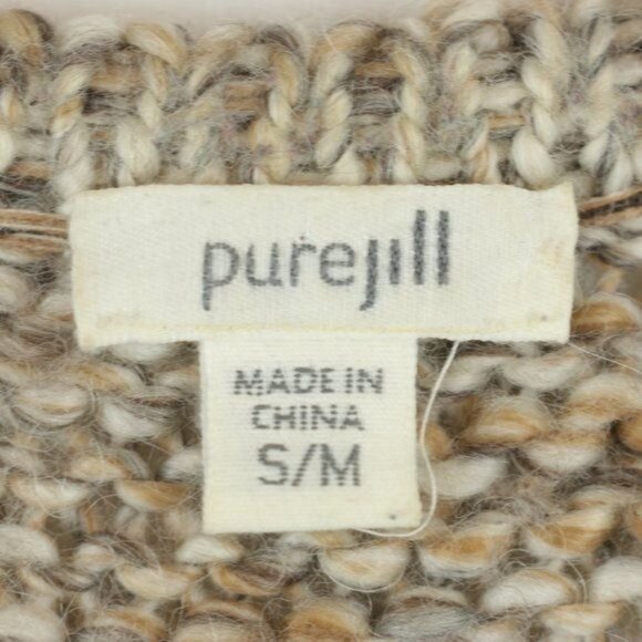 J. Jill Women's Small/Medium Tan Wool & Alpaca Cap Sleeve Open Front Cardigan - Picture 8 of 10